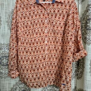 Talbots Orange Patterned Blouse